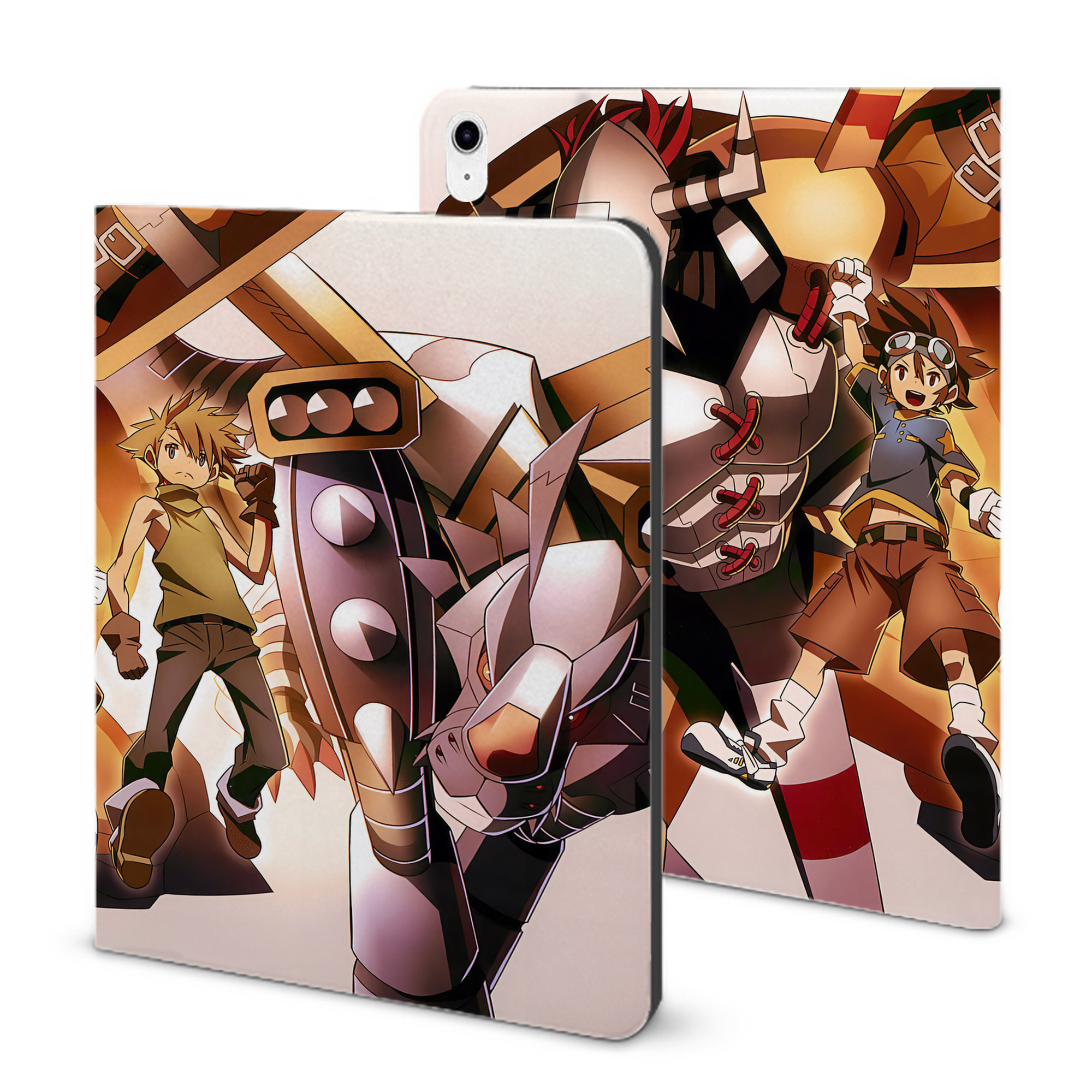 （画像用） Digimon デジタルモンスター/デジモン IPad ケース ブック型 PUレザー TPU 耐衝撃 軽量 薄型 ペン収納なし 全面保護 IPad 各モデル対応